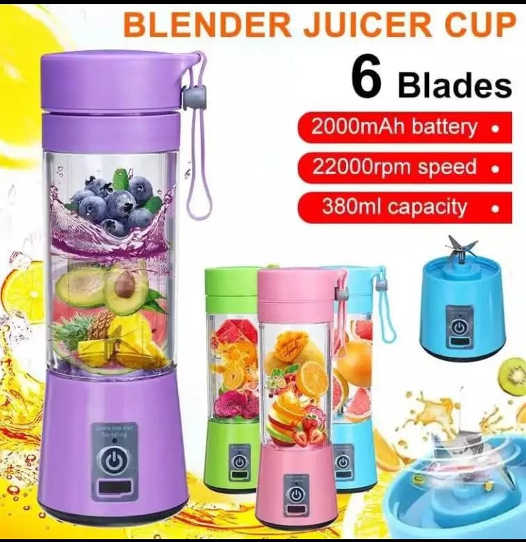 Portable Mini 6 Blade Juicer Blender | Outdoor Juicing Cup (380ml)  Rechargeable [random]